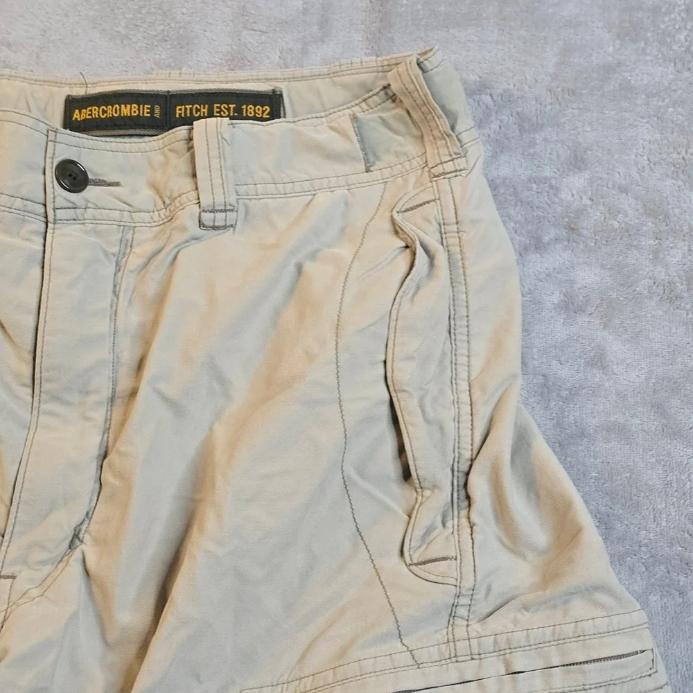 Abercrombie & Fitch Cargo Shorts Mens 30 Tan Khaki Gorpcore Utility Paratrooper